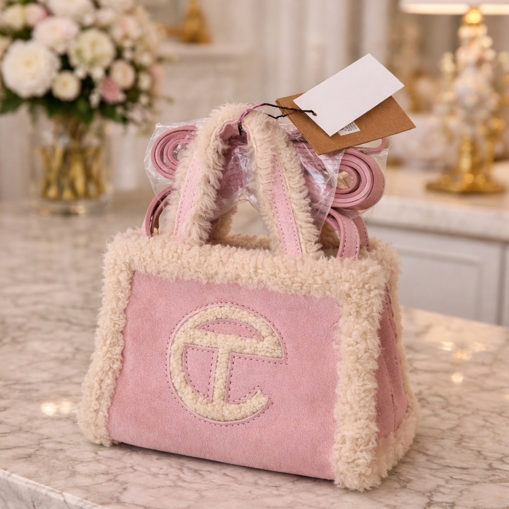 Pink Shearling Tote Bag